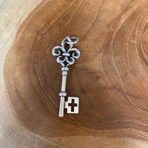 RETIRED James Avery Key of St. Mary Pendant, Sterling Silver